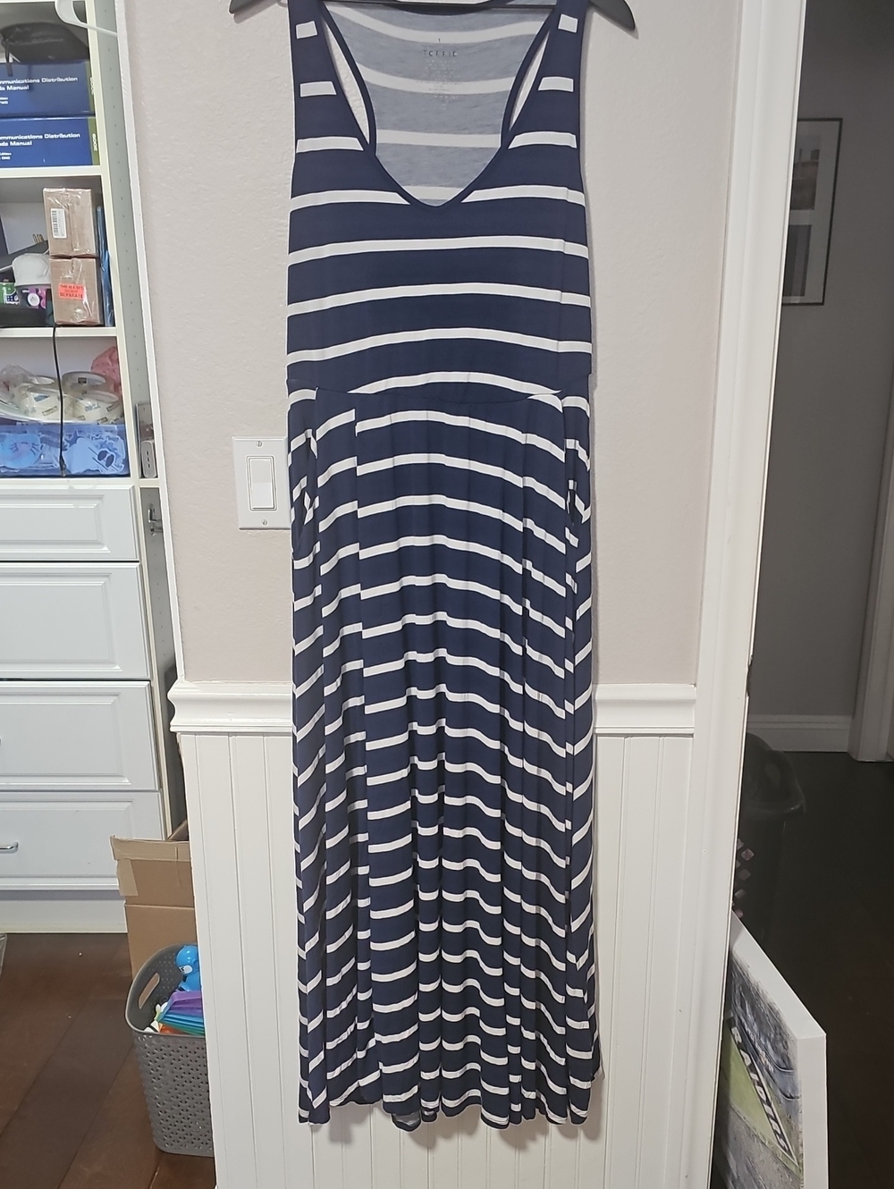 torrid Sz 1 Navy and White Striped Sleeveless Racer Back Maxi Dress